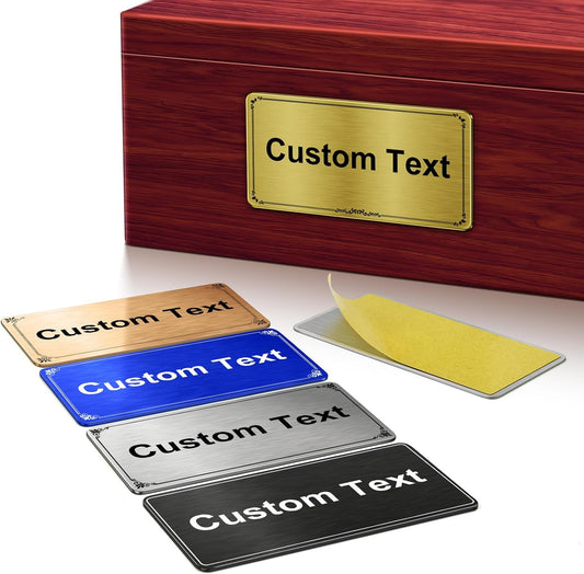 Stainless Steel Personalized Name Plate with Adhesive - Custom Plaque, Name Tag, Badge, Lable, Sign - Engraved Name Plates for Trophy, Award, Memorial