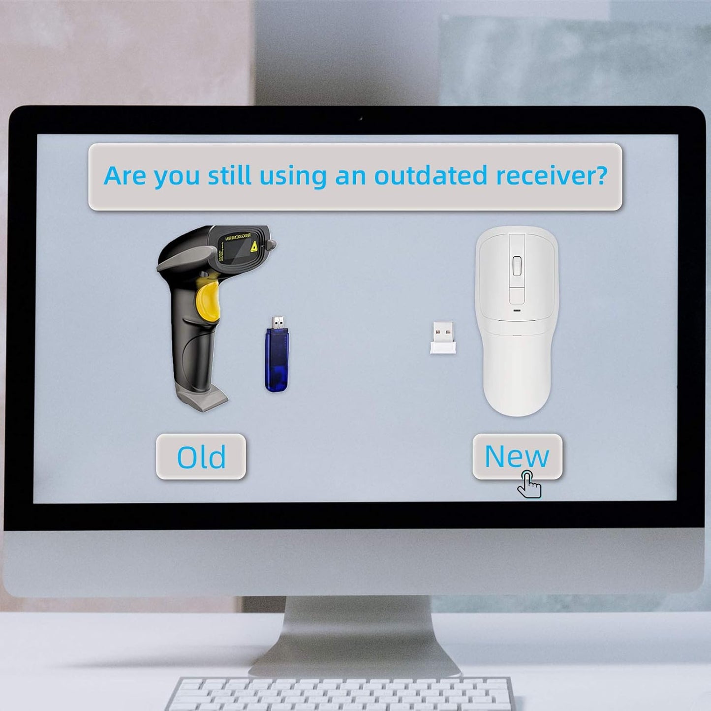 New Wireless Mouse Barcode Scanner, 2-in-1 Design 2D Handheld Barcode Scanner with Wireless Mouse Functions for POS System,Store,Supermarket, Warehouse.(Black)