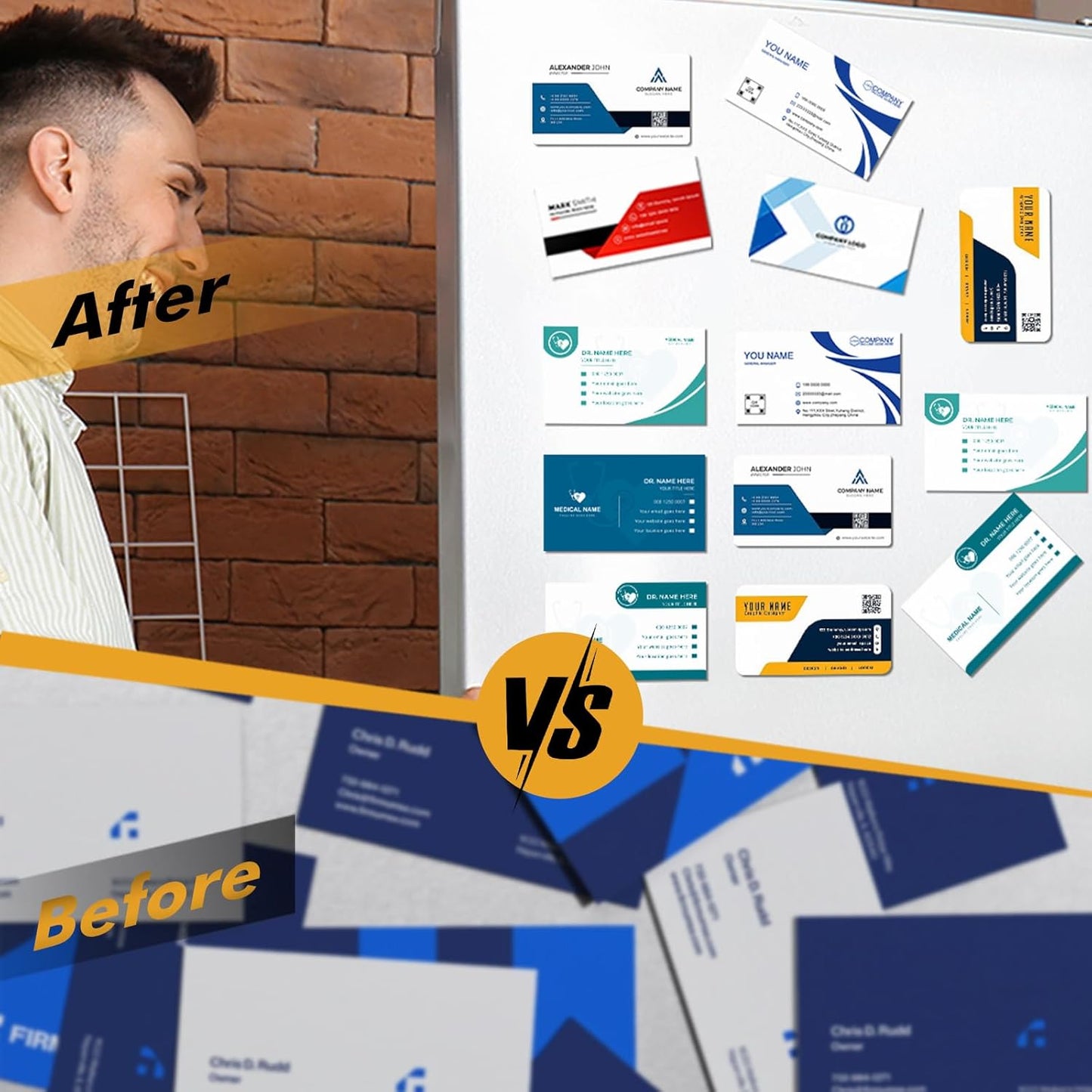 Magnetic Sheets with Adhesive Backing 2 x 3.5 Inch, 300 Packs Business Card Magnets Peel and Stick, Business Cards Customizable, Adhesive Magnetic Sheets, Custom Business Cards Personalized