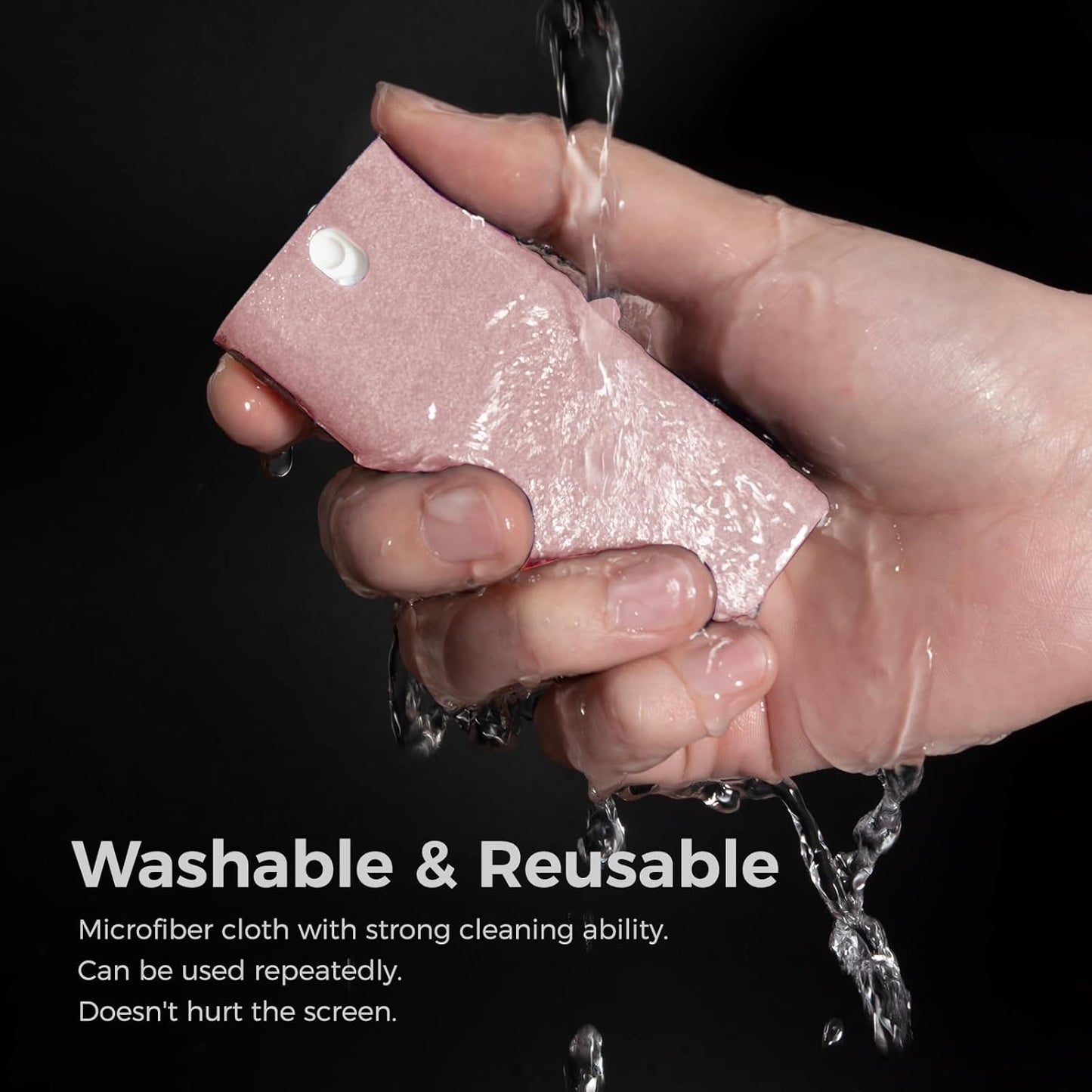 CLICK CLEAN Touchscreen Mist Cleaner, Screen Cleaner, All in One Screen Cleaner Spray with Microfiber and Phone Stand for All Phones, Laptop and Tablet Screens (Pink)