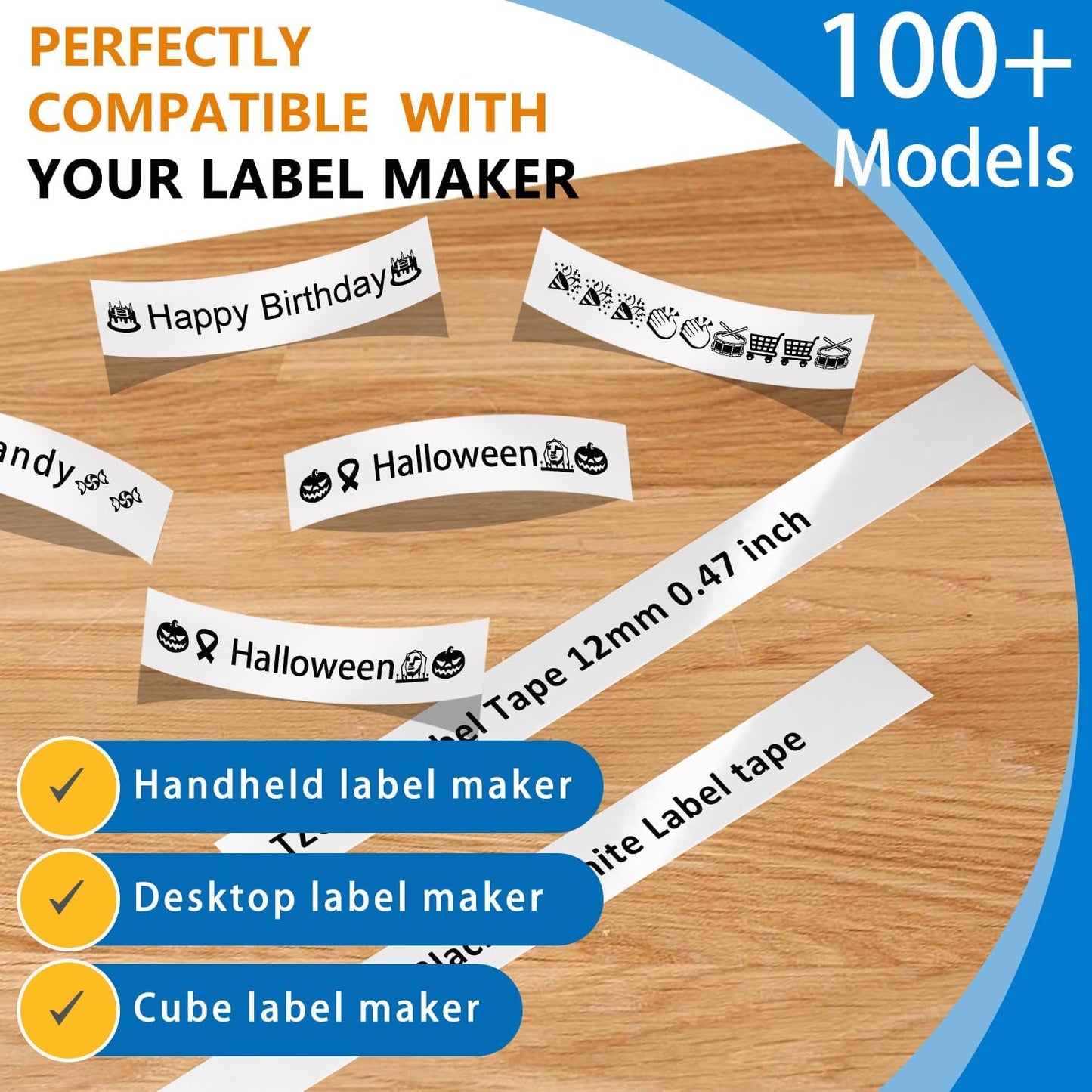 18x Compatible with Brother Label Maker Tape 12mm 1/2 Inch Laminated White TZe TZ TZe-231 P Touch Label Tape Compatible with Brother PT-D210 PT-D220 PT-D200 PT-H110 PT-2040 D610BT Tape Refill