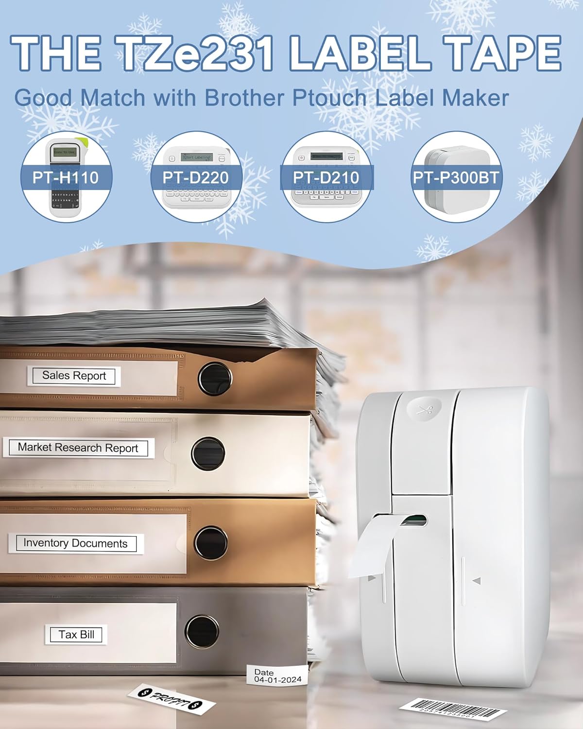 TITBIT 15Pack Compatible with Brother P Touch Refill Tape Cartridges Fit for Label Maker PT-D210 PT-H110 P Touch Cub,12mm 0.47 Laminated White TZ Tape TZe-231 TZE231,Black on White,for PTD410 PTD600