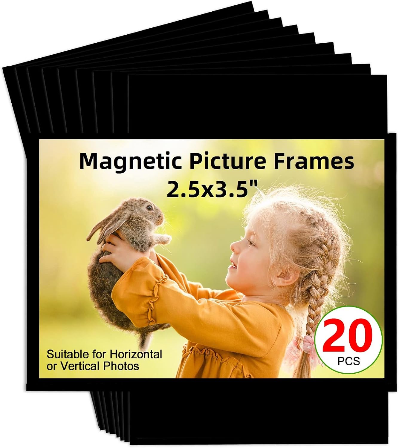 Magnetic Picture Frame 2.5X3.5-20 pack,Wallet Size Photo Magnets Sleeves for Refrigerator