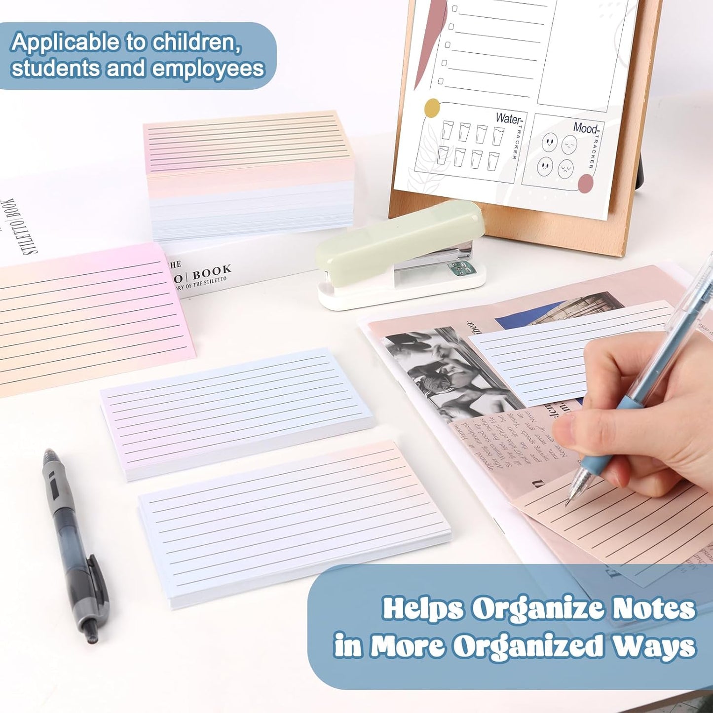 100 Pack Ruled Index Cards 3x5 Gradient Colored Index Cards Heavy Weight Note Cards 180gsm Flashcards Double Sided Notecards Lined Recipe Cards for Studying Drawing