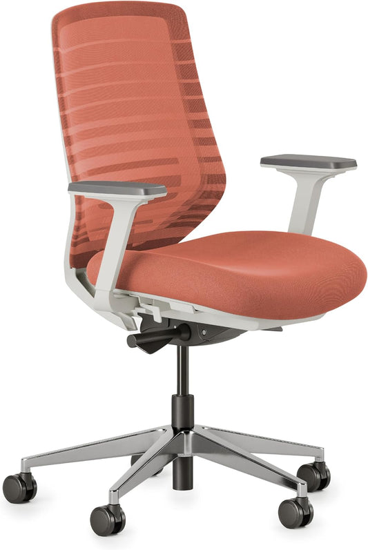 Branch Ergonomic Chair - A Versatile Desk Chair with Adjustable Lumbar Support, Breathable Mesh Backrest, and Smooth Wheels - Experience Optimal Comfort and Support - Poppy