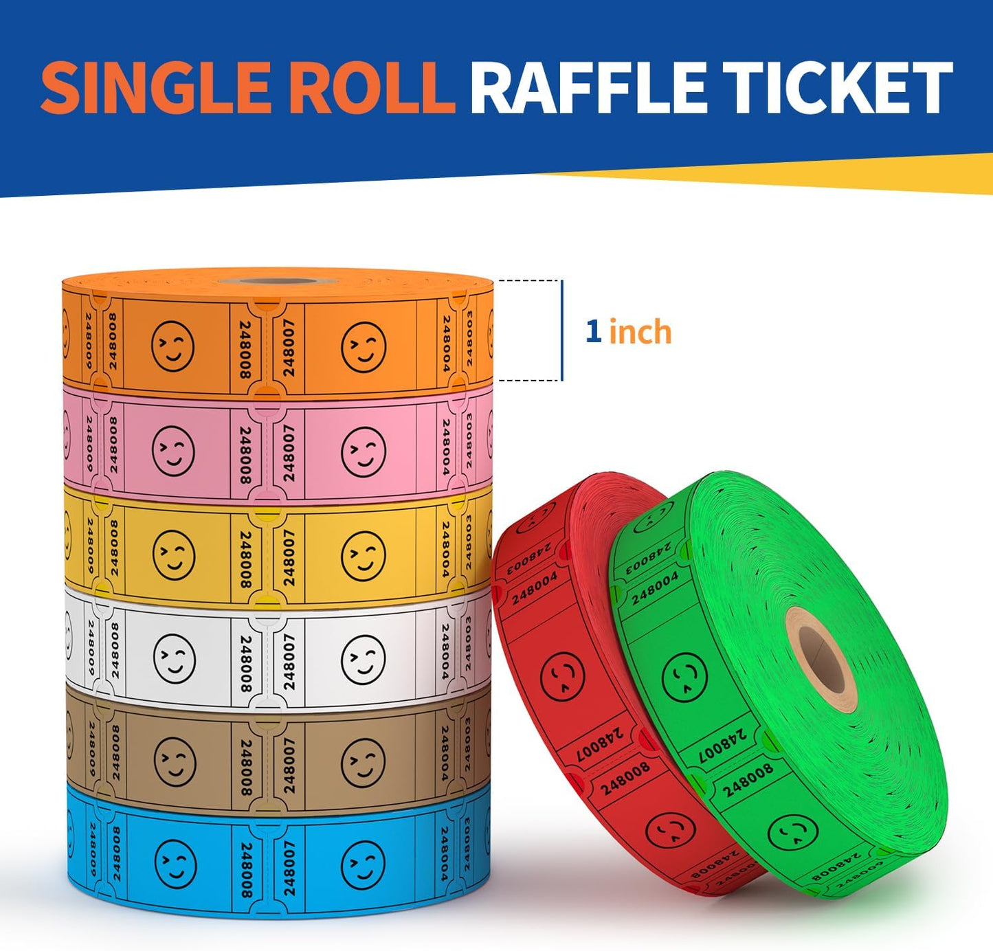 Methdic 1000 Smile Raffle Tickets Brown, Single Roll, Ticket for Events, Entry, Class Reward, Fundraiser & Prizes