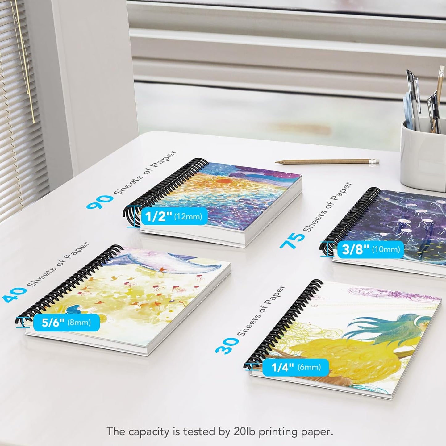 MAKEASY 100 Pack Plastic Spiral Binding Coils, 1/2"(12mm), 90 Sheet Capacity, 4:1 Pitch Black Binding Spirals for Home School and Office use