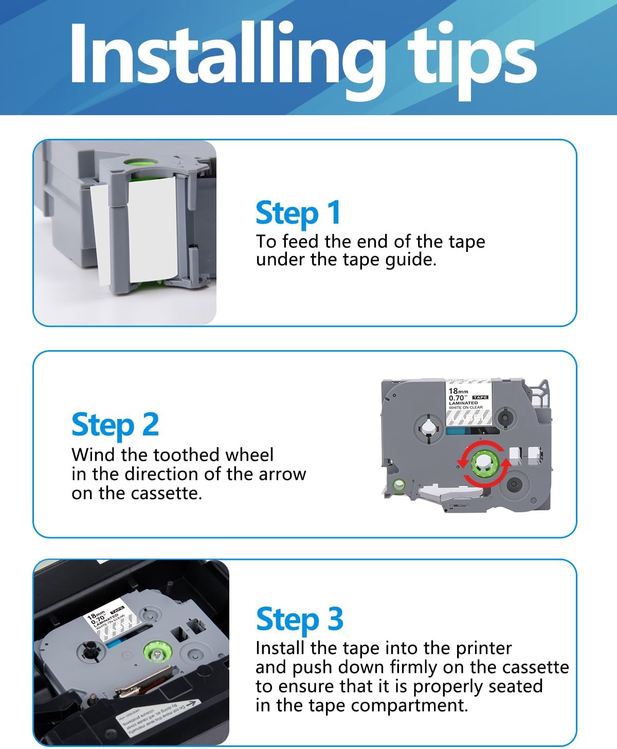 Weemay 3 Pack TZe 145 18mm White on Clear Laminated Label Tape Compatible with Brother Label Maker Tape TZe-145 TZe 145 TZ-145 TZ145 for PTD400AD PTD610BT PTD600 PTD410 Printer, 0.7" x 26.2'