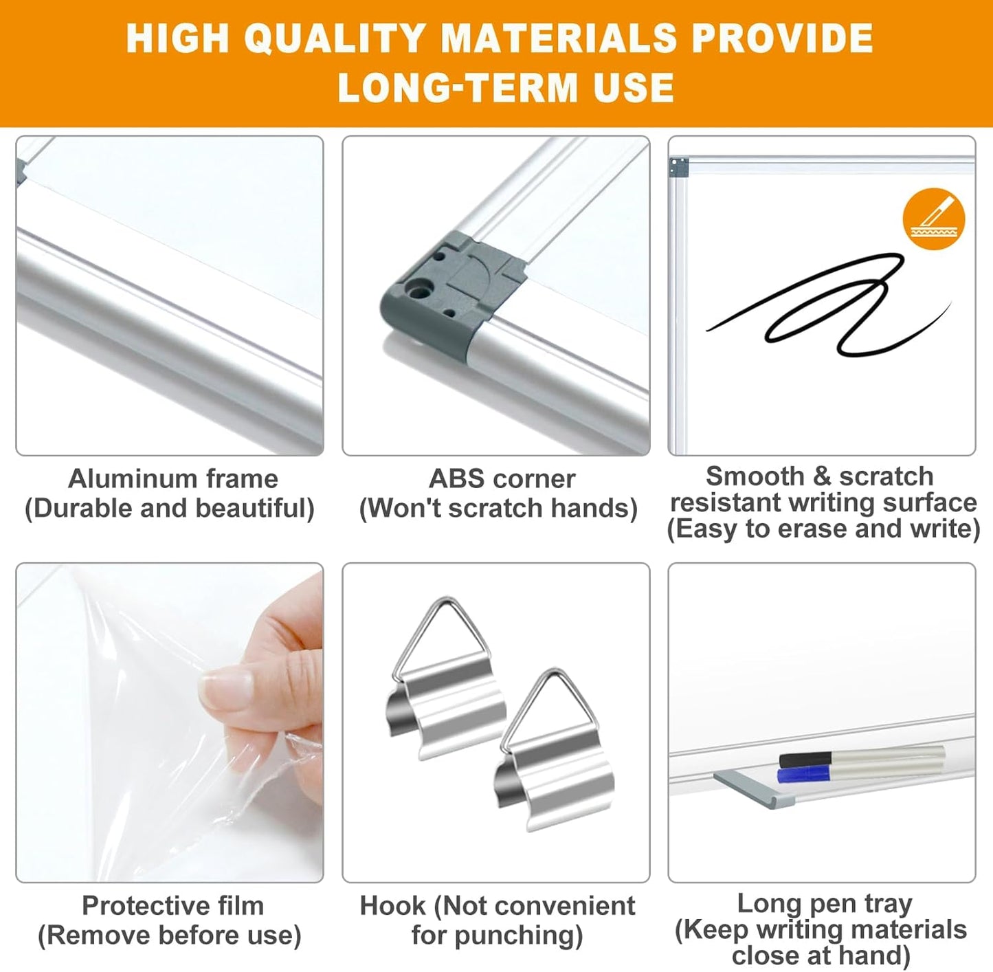 H-Qprobd 5' x 4' Dry Erase Board for Wall 60" x 48" (2 Pack) Magnetic Presentation Whiteboard with Long Pen Tray, Wall-Mounted White Boards Large Whiteboard Including 8 Markers, 16 Magnets, 2 Erasers