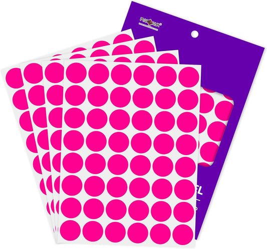 PARLAIM 1 inch Round Fluorescent Pink Dot Sticker,720PCS Permanent Adhesive Color Code Circle Sticker Labels for Office Classroom Garage Sale