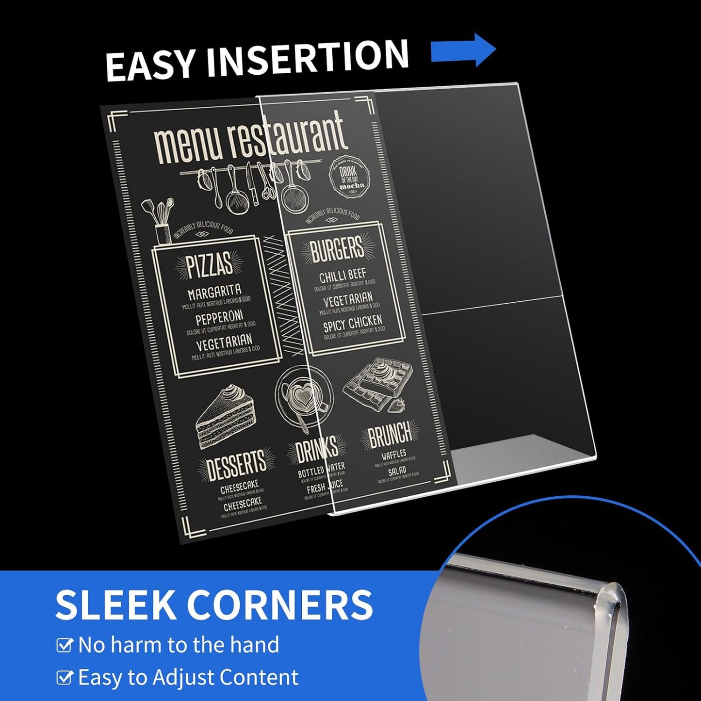 18 Pack Acrylic Sign Display Stand 8.5 X 11, L Shape Clear Plastic Sign Frame, Picture Photo Frame, Flyer Document Paper Holder for Office Desktop