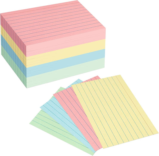 Colored 4x6 Index Cards Ruled-Goefun 300 Sheets Lined Note Cards 4 x 6 Color Flashcards for Studying, Note Taking, To Do List