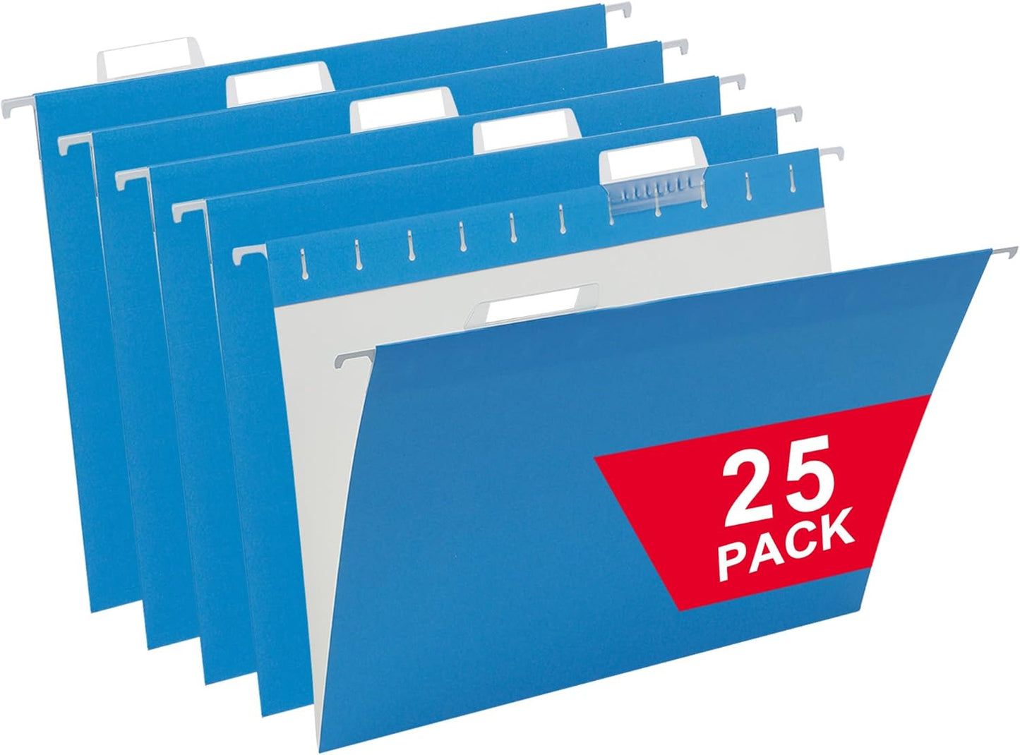 25 Packs Hanging File Folders,Blue Letter Size File Folder,Designed for Bulky Files,Filing Cabinet,1/5 Adjustable Cut Tabs for Office,School,Home