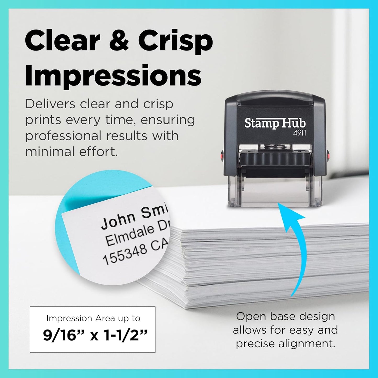 Self Inking Personalized Stamp - Up to 3 Lines, Custom Return Address, Customizable Office Name Rubber - Easy to Change Ink Cartridge, Multiple Ink Color Options - Small