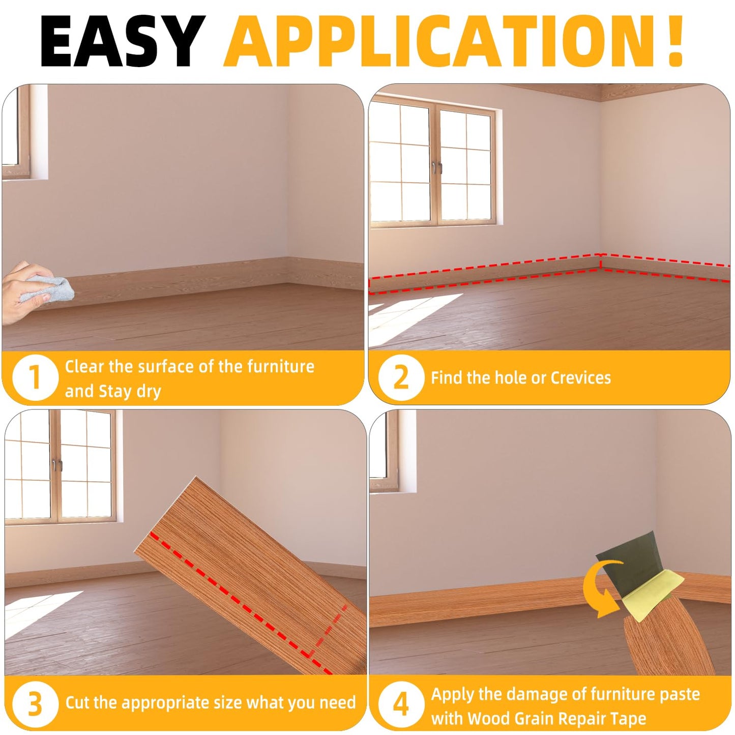 GSCIT Club Red Oak Wallpaper, 15.7 inch X 15ft Self Adhesive Wood Grain Repair Tape Patch for Tables, Chairs, Baseboards, Doors, Windows, Floors, Handicraft DIY.