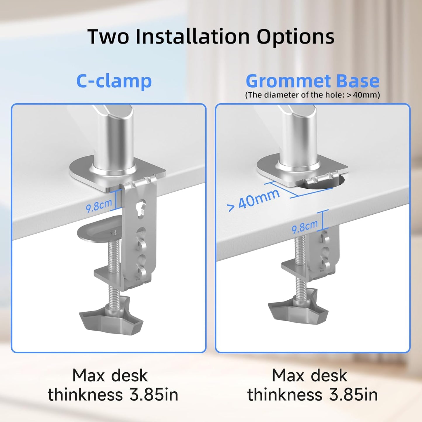 Suptek Ultrawide Monitor Arm Mount for 17 to 43 Inch Heavy Duty Curved Screen,Holds 28.6 lbs,Adjustable Gas Spring Monitor Arm Desk Mount Stand,75/100 Vesa Mount,Silver(MD71MS)