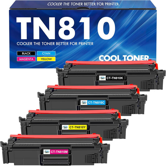 TN810 TN810XL TN-810 Toner Cartridge 4-Pack Compatible for TN810 TN-810 TN-810XL TN 810 Toner Cartridge for MFCL9610CDN HLL9410CDN HLL9430CDN HLL9470CDN MFCL9630CDN MFCL9670CDN Printer (B/C/Y/M)