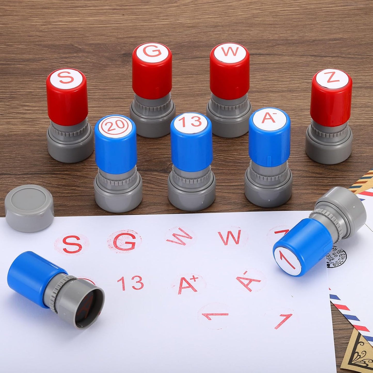 PATIKIL Number Stamps Self Inking, Numeral 15 Number Stamp Teacher Stamp Initial Stamp Ink Stamp for Class Notebook Scrapbooking DIY Craft Style 2, Red Ink