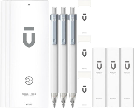 M&G Mechanical Pencil Set - 3PCS 2B Mechanical Pencils with HB Lead Refills, Eraser Mechanical Pencil Drafting Refill Pencil with Great Grip for Exam Office School Supplies