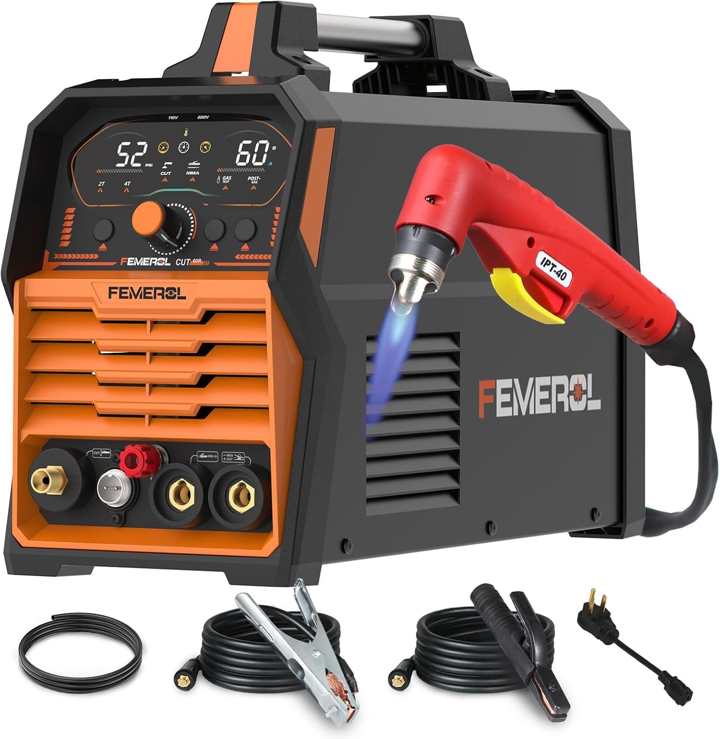 Plasma Cutter, 2 in 1Non-High Frequency 60A Plasma Cutter/ 200A Stick Welder Large Digital Display Non-Touch Pilot Arc, 110/220V Dual Voltage Plasma Cutting Machine