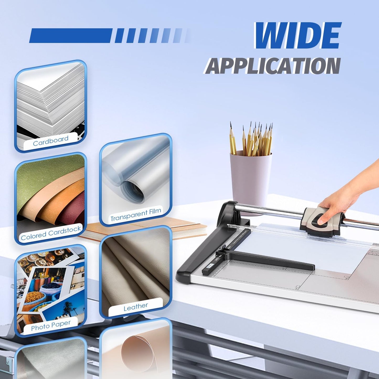 Rotary Paper Trimmer, 15 Sheets Heavy Duty Paper Trimmer, 670mm(26.37") Cutting Length, Commercial Grade Rotary Paper Cutter for Home/Office/School, Black & Silver