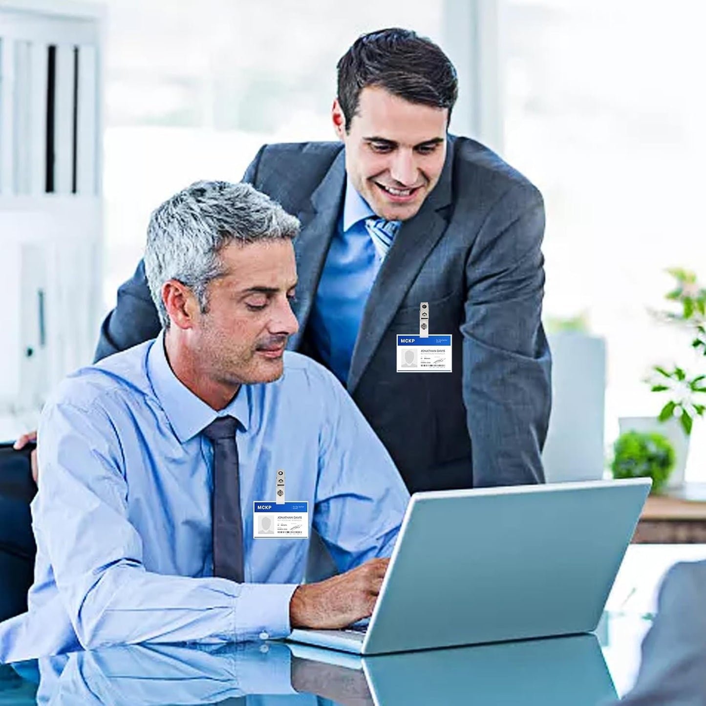 Happy Trees 100pc Metal Badge Clips with Strap Clear ID Strap Clip Adapter