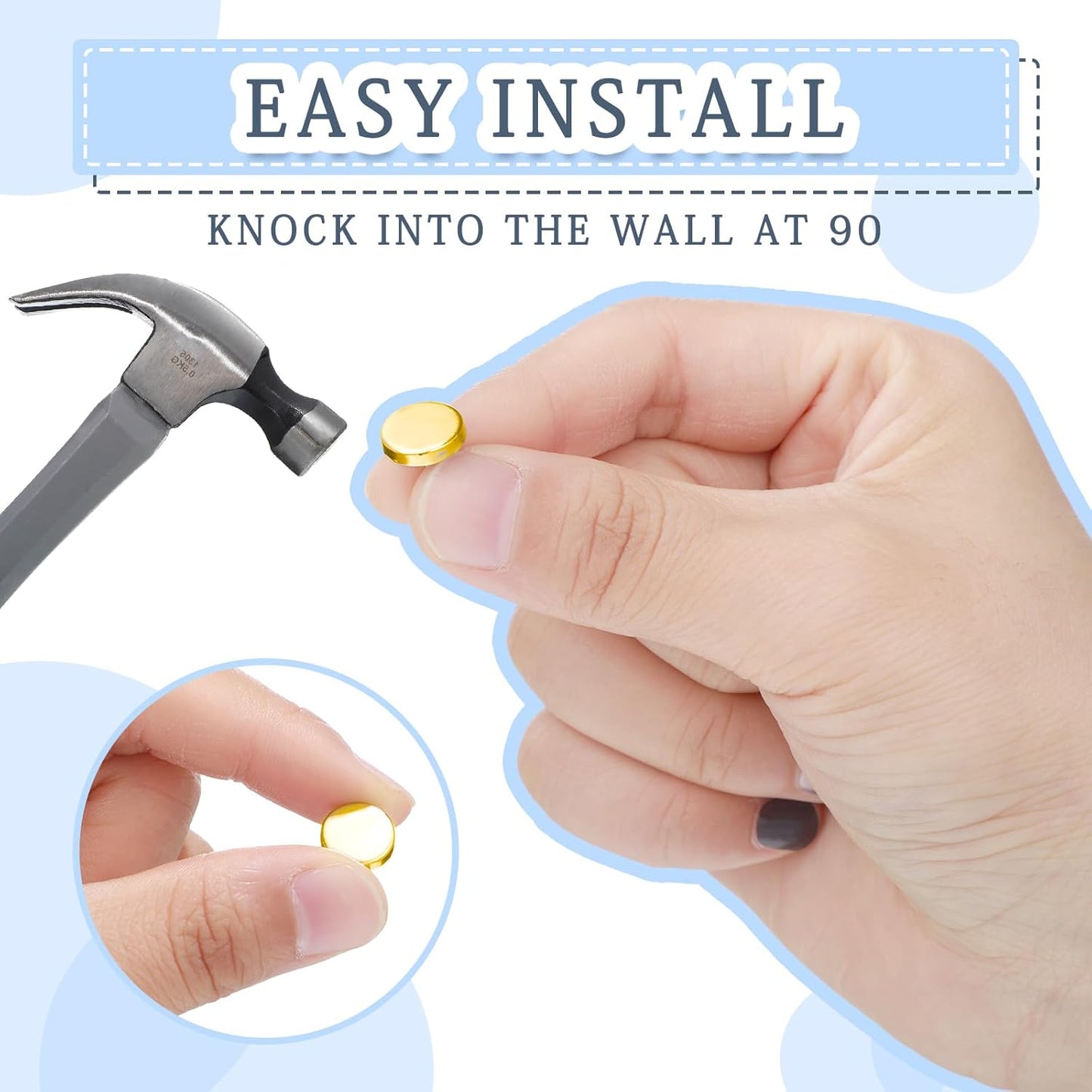 Shimeyao 30 Pieces Push Pins, Metal Thumb Tacks for Picture Photo Hanging, Wall Pins for Board Posters Bulletin Maps, Wall Tack for Office Home Decorative (Gold,Black,Silver)