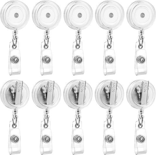 25 Pack Badge Reels Retractable with Swivel Alligator Clip Retractable Badge Holder Reels for Students, Teachers, Office Workers (Translucent Clear)