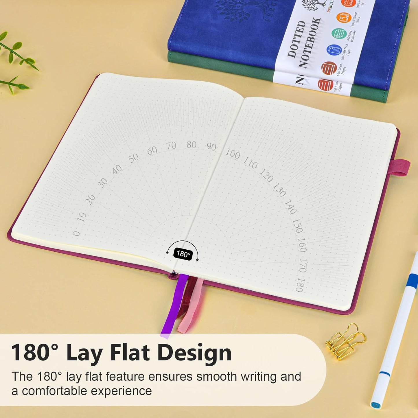 Dotted Journal Notebook for Men & Women, 160 Pages Dot Grid notebook for Note Taking, Bullet Journaling Notebook for Work, School, Travel, Writing,A5 Hardcover 5.9" x 8.5" (Burgundy)