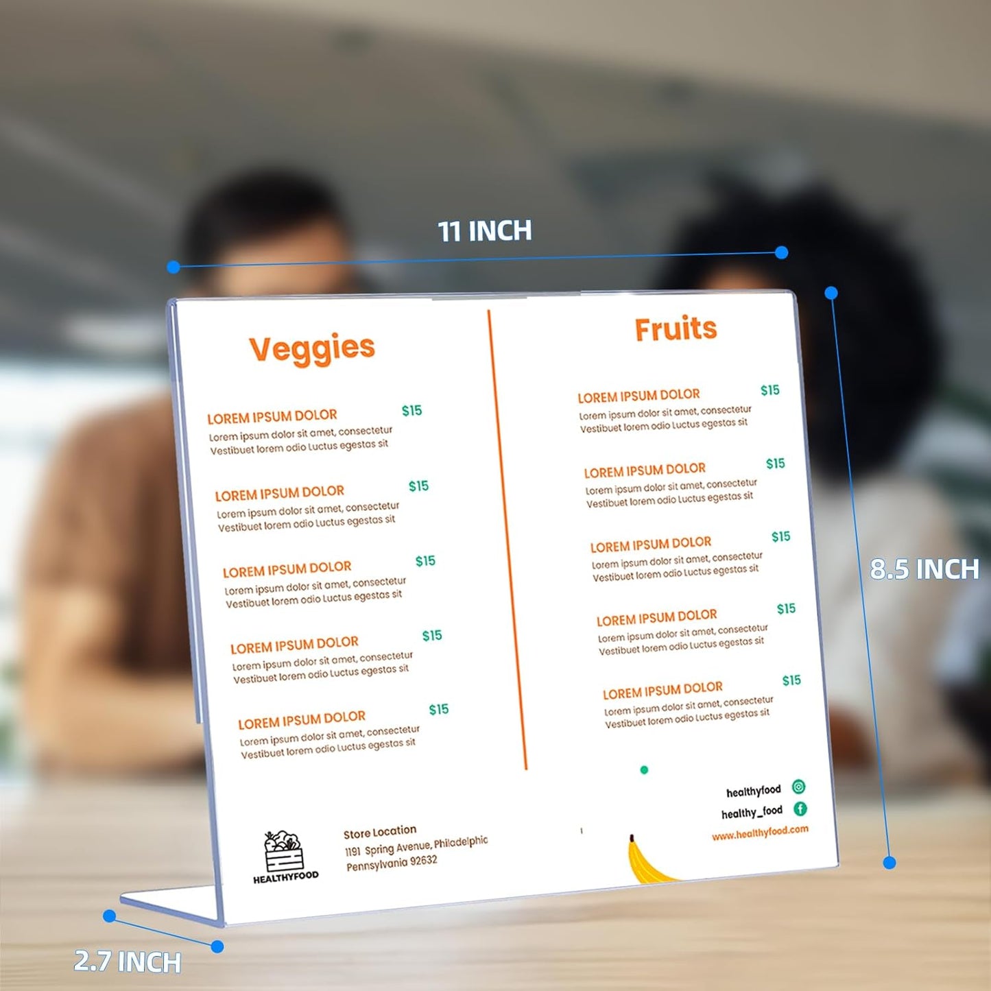 12 Pack L Shape Slanted Back 11x8.5 Plastic Sign Holders with Anti-Slip Pads, Business & Store Acrylic Tabletop Display Stand for Flyers, Menus, Documents, Price, Promotions, Wedding, Party Decoration