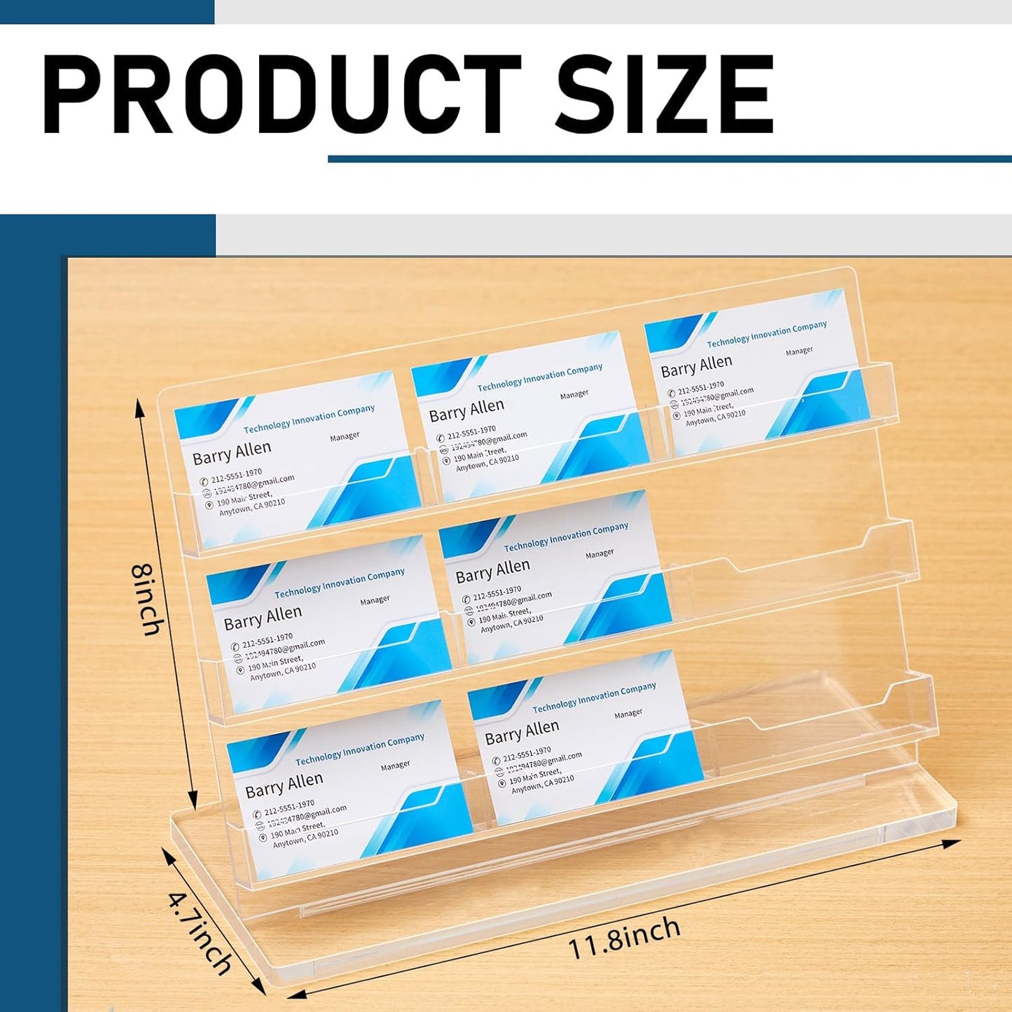 Business Card Holder for Desk 9 Slots Freestanding Acrylic Business Card Holder Display Stand Multiple Organizer for Office Meeting Exhibition Home