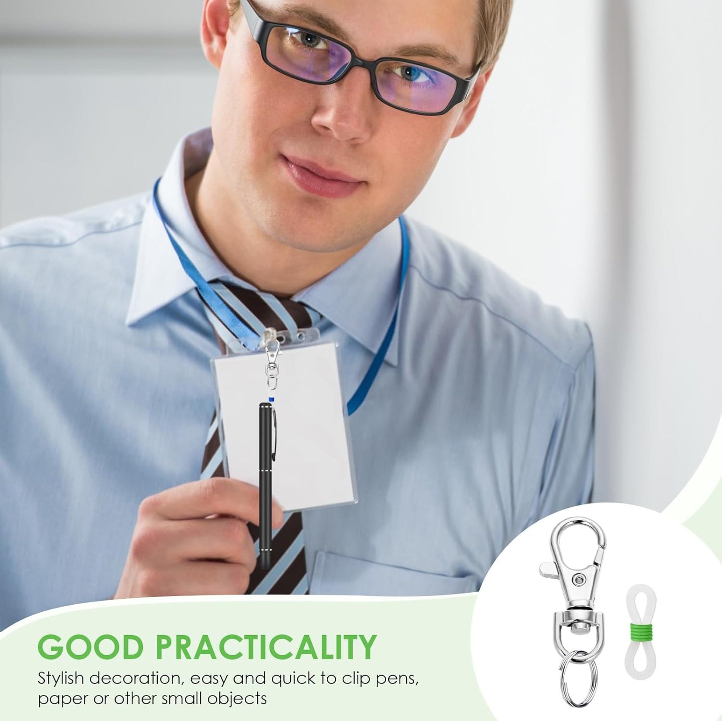 40 Pack Pen Holder for Lanyard, Retractable Badge Reel Accessories, Colorful Silicone Clips with Lobster Clasps, Mini Pen Clips for Badge Mini Sharpie, Nurse Teacher Student Aattachment for Daily Use