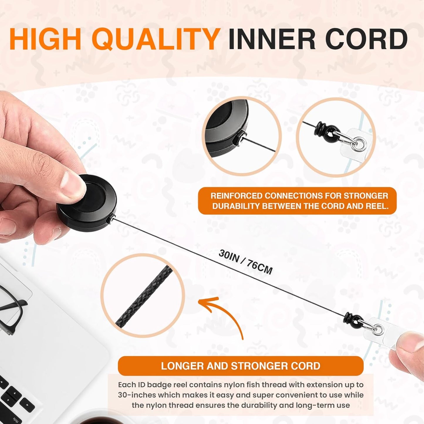 25 Pack Badge Reels Retractable Badge Holder with Clip, Id Clips for Badges, Id Badge Reel, Retractable Id Badge Clip with Clear Vinyl Strap & Alligator Swivel, No Twist Dispenser (Black)