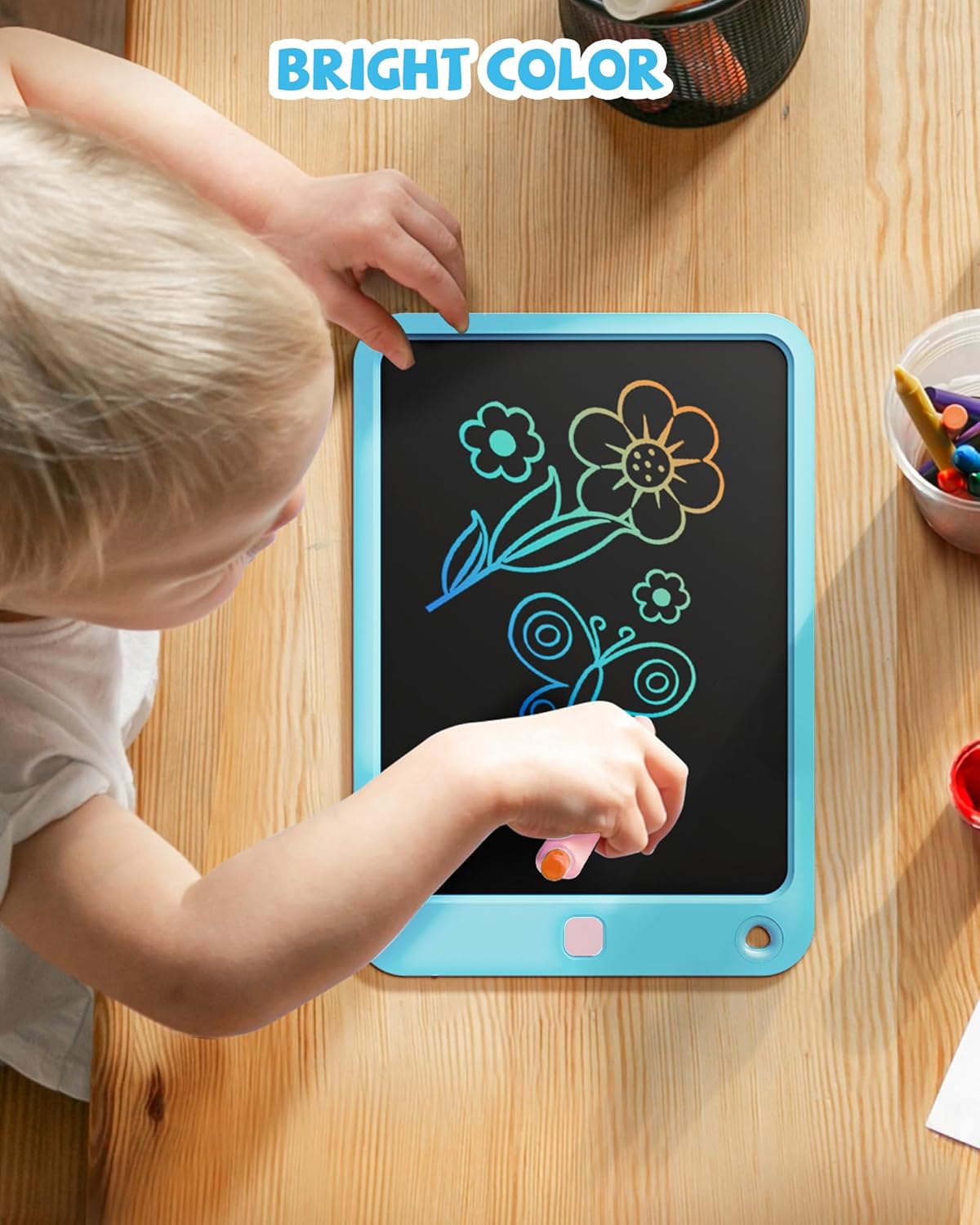 LCD Writing Tablet 10 Inch, Toys for 3 4 5 6 7 8 9 10 Year Old Boys Girls, Colorful Doodle Board Drawing Tablet, Gift for Boys Toddlers Age 3-12 Years, Memo Board, Drawing Pads with Lanyard(Lake Blue)