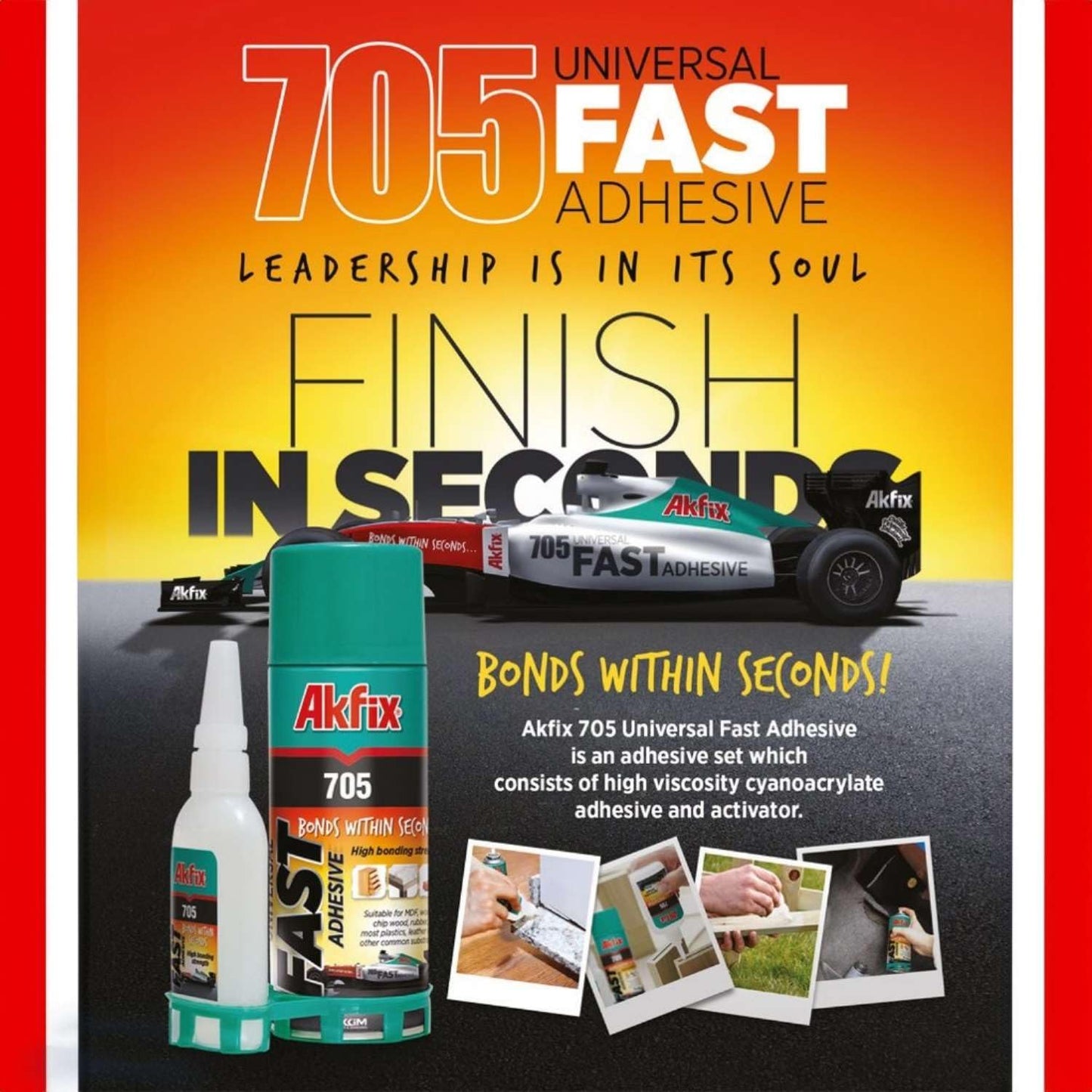 Akfix-GA060 705 Fast Adhesive CA Glue (1.76 oz.) with Activator (6.76 fl oz.) [Clear Super Glue Adhesive and Accelerator Spray] - 6 Pack