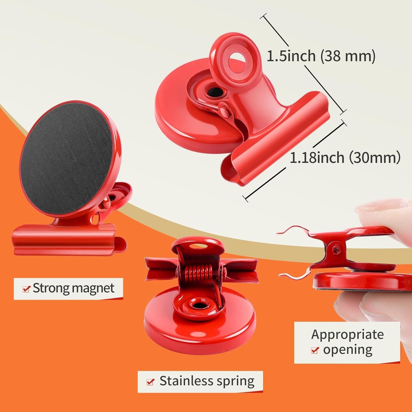 VNDUEEY 6 Pack Fridge Magnets Refrigerator Magnets, Magnetic Clips for Whiteboard, Magnet Clips for Kitchen Office Organizing & Decorating