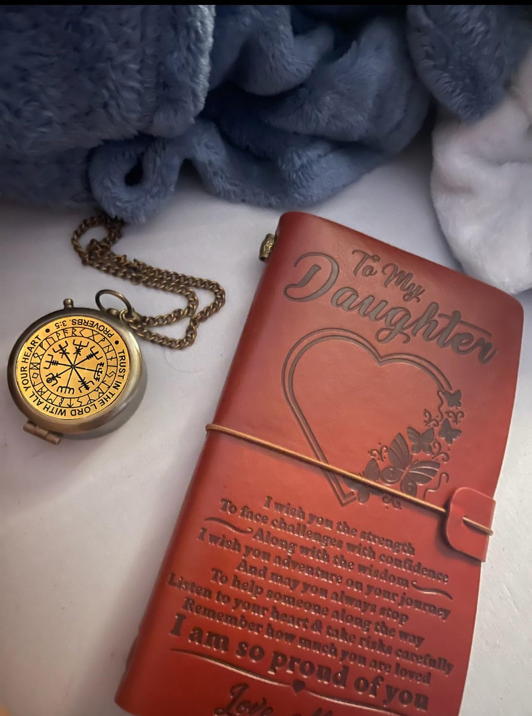 Trust in The Lord With All Your Heart - Proverbs 3:5-6 Quote Engraved Compass With Wooden Box, Greeting Card, Gift Compass, Graduation Day Gifts 2024 for Women Men Boys Girls