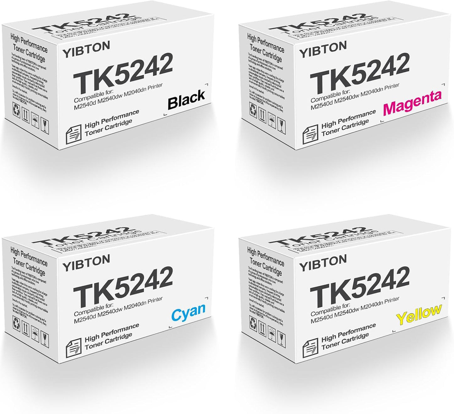 High Yield TK5242 TK-5242 Toner Cartridge TK-5242K TK-5242C TK-5242M TK-5242Y Toner Replacement for Kyocera ECOSYS P5026cdn P5026cdw M5526cdn M5526cdw Printer.(4-Pack, 1Black/1Cyan/1Magenta/1Yellow)