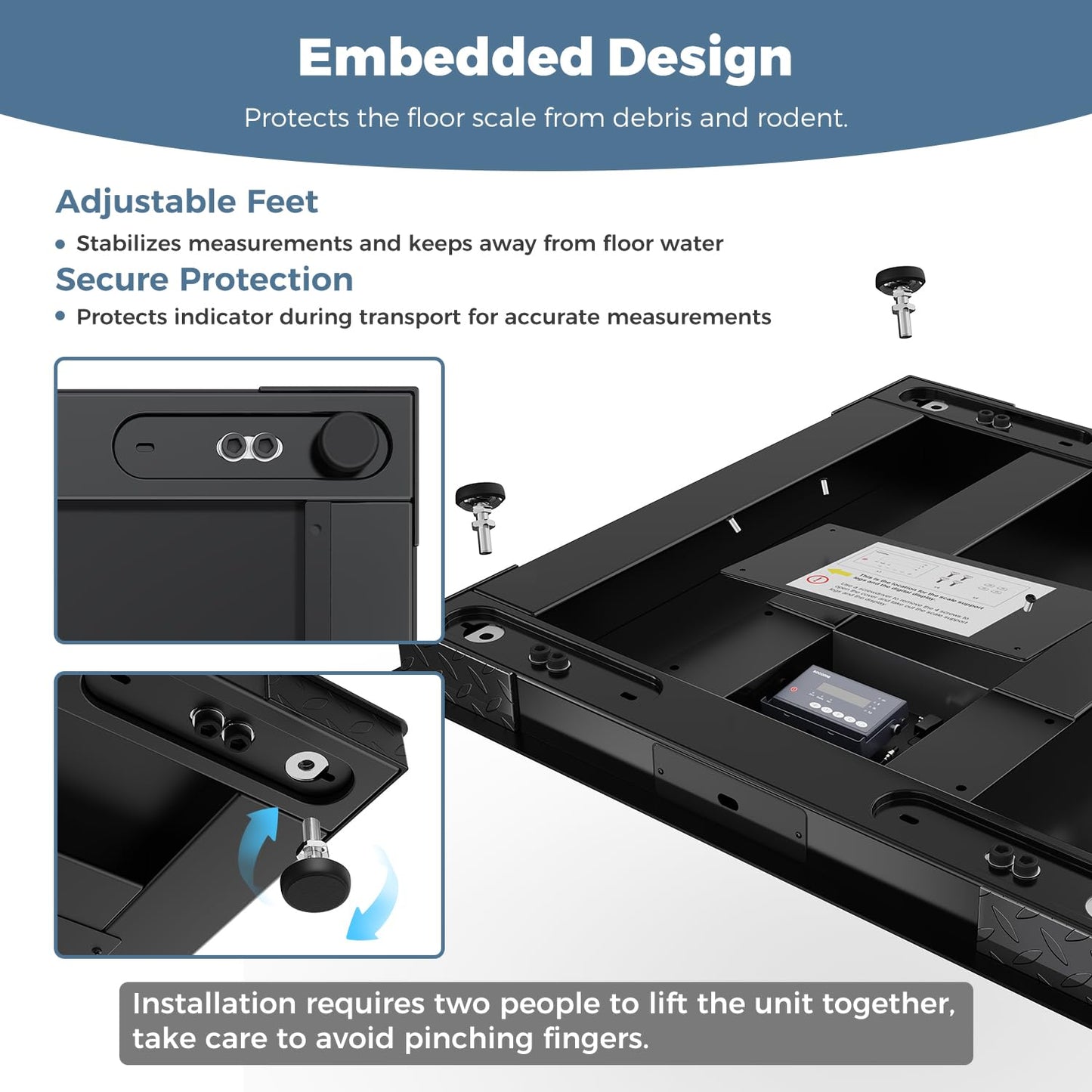 36"x36" Industrial Floor Scale, Heavy-Duty Warehouse Scale with Digital Indicator, Accurate Pallet Scale for Postal Luggage Shipping Mailing Weighing, 5000 lb x 1 lb, Black