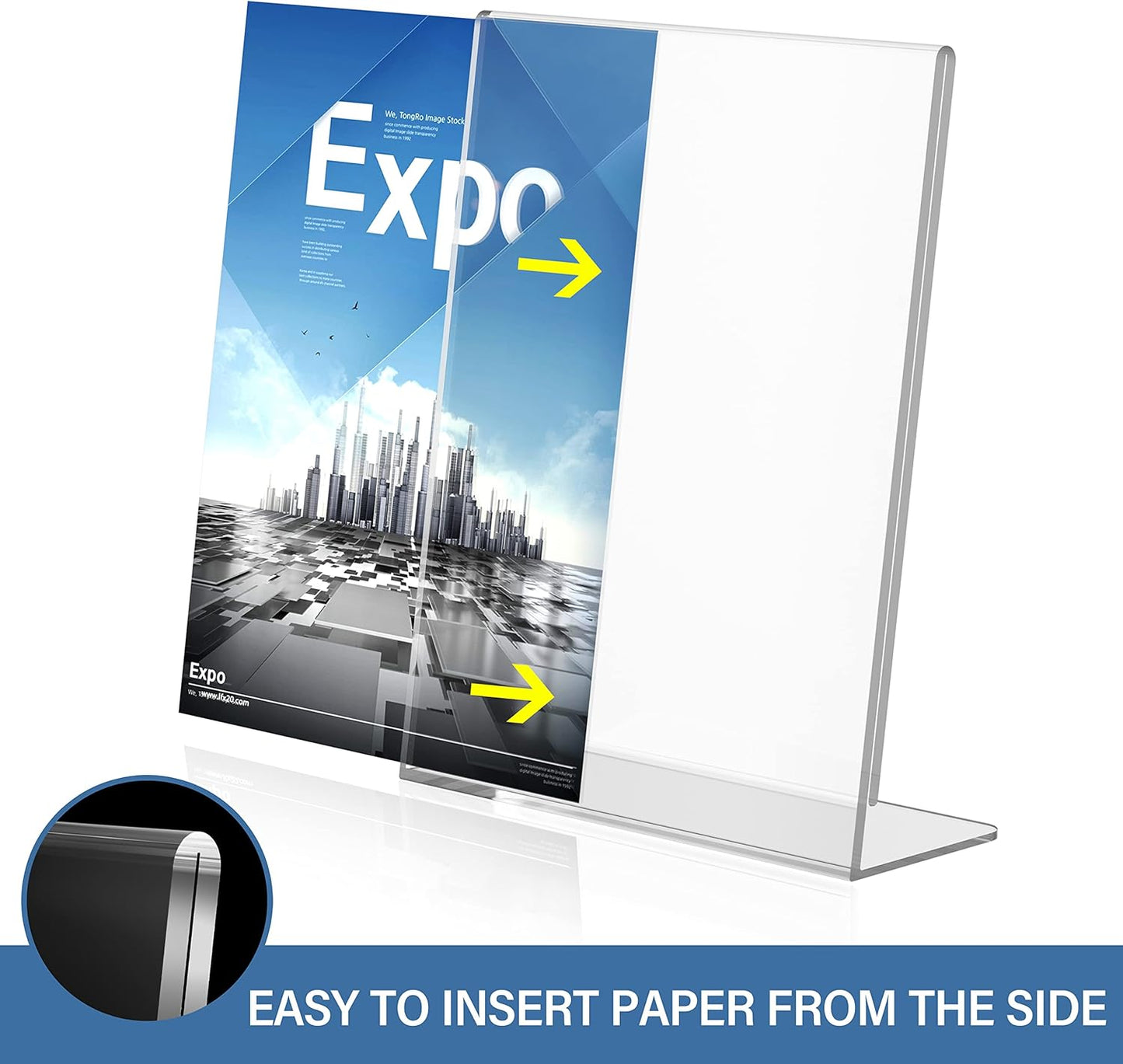 Relx Acrylic Sign Holder 8.5 x 11, Slant Back Display Stand, Clear Frames Plastic Sign Holder for Store, Restaurant (24 Pack)