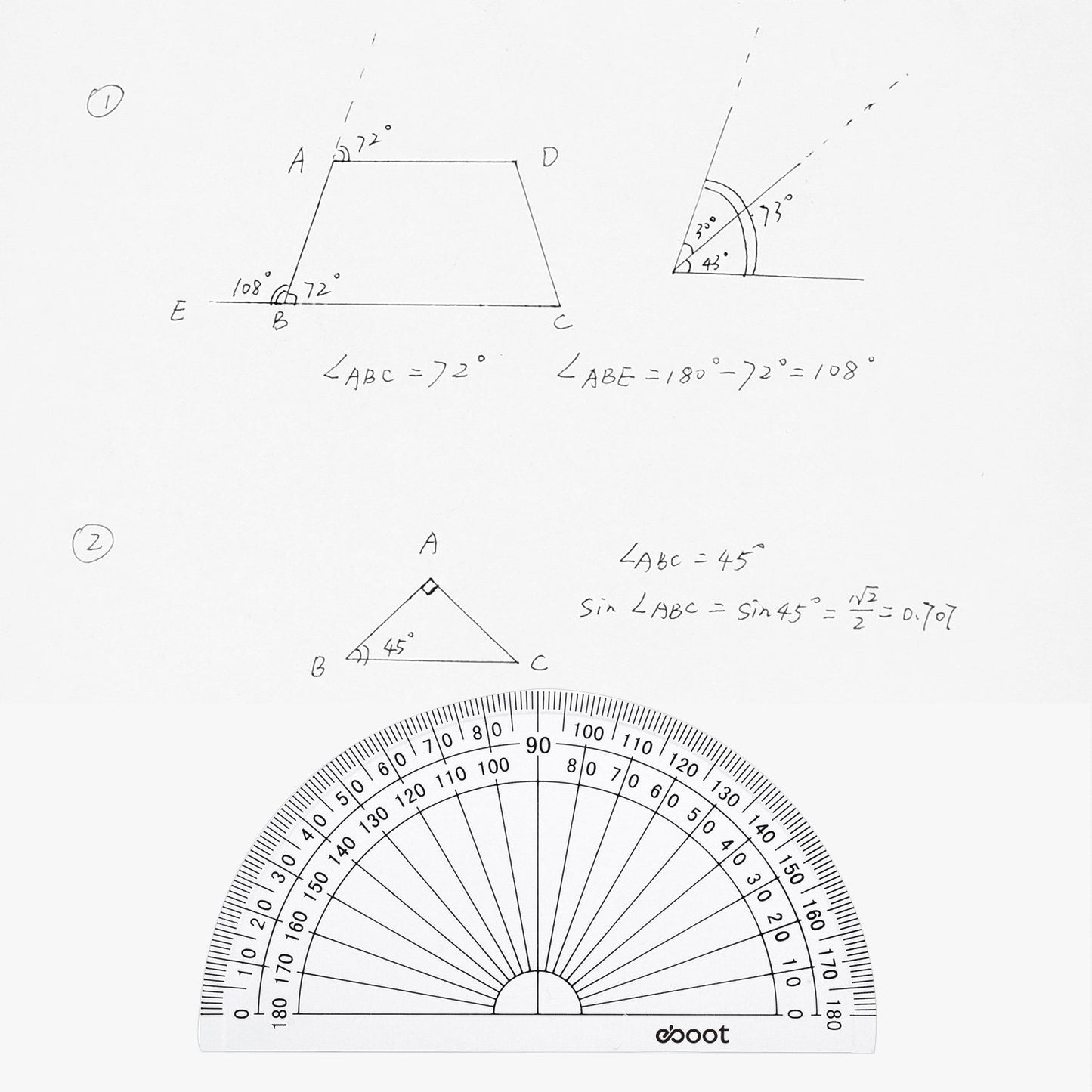 eBoot 28 Pack Clear 180 Degree Plastic Protractors for Angle Measurement, 10 cm