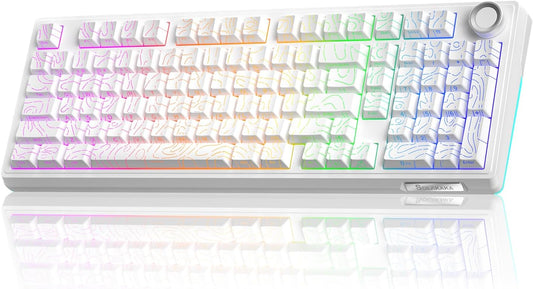 KI99 Pro 96% Wireless Mechanical Keyboard, RGB Gaming Keyboard, Hot-Swappable Pre-Lubed Switches, Gasket Structure Creamy Keyboards for Gamer/PC/Laptop (White)