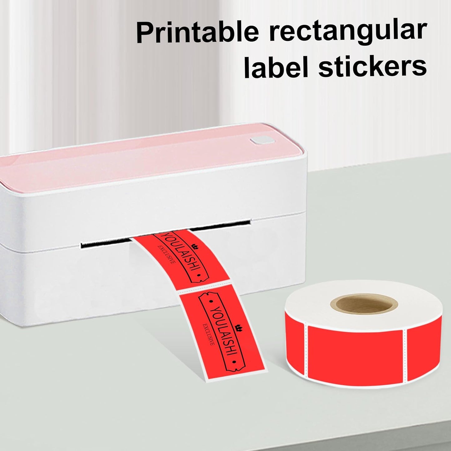 1X2 inch Label Stickers Roll for Thermal Printer 500PCS Colored Removable Freezer Labels Waterproof Blank Sticker Labels to Write on for Food Containers and Jars, Fluorescent Red