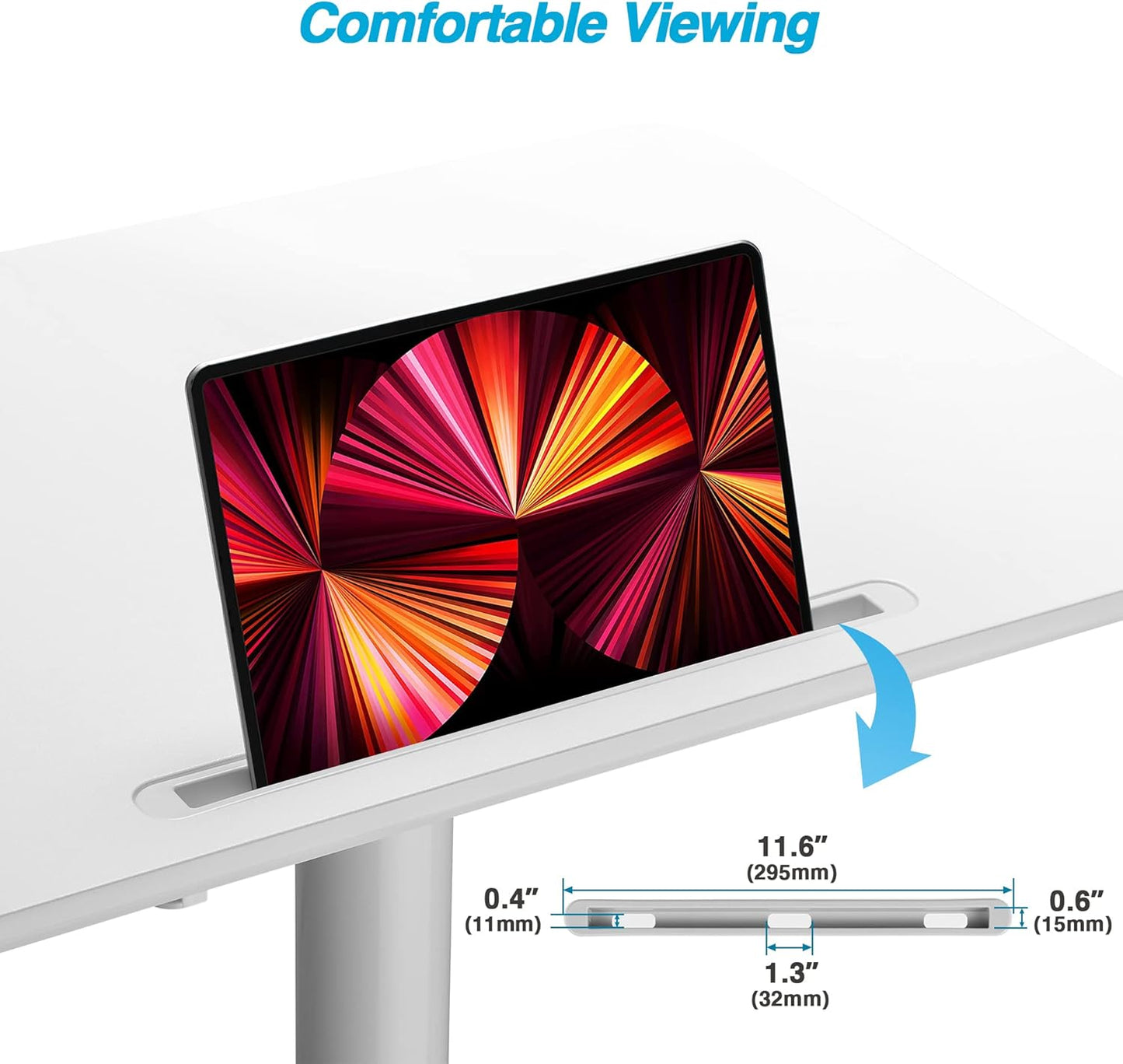 AVLT 48" Ambidextrous Standing Desk, Mobile Adjustable Height Rolling Laptop Desk, Folding Computer Projector Cart with Brake Casters, Portable White Desk for Home Office