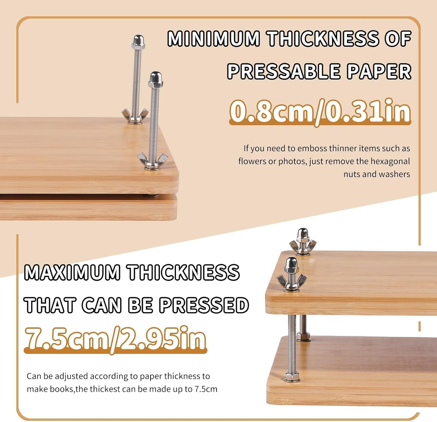 JUPEAN Book Binding Kits, Book Press, 7.9”x11.6”, Books Making Kit Bookbinding Supplies with Wooden Binding Press Books Cover Board Bone Folder Awl Bind Strap for DIY