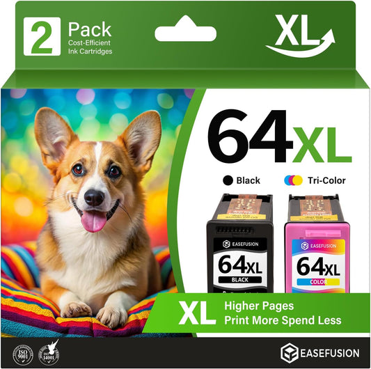 64XL Black and Color Ink Cartridge Remanufactured Replacement for HP Ink 64 HP64 HP64XL Combo Pack Compatible with HP Envy Photo 7800 7855 7858 7100 7155 6200 6255 Tango X Series Printers