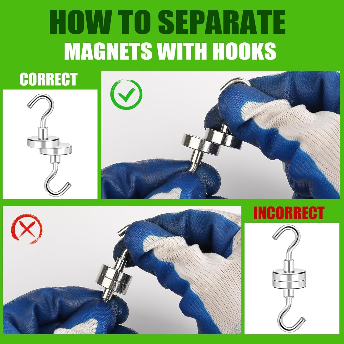 MIKEDE 20 Pack Magnetic Hooks, 110lbs Strong Magnets Hooks Heavy Duty, Extra Cruise Hook for Hanging, Industrial Metal Refrigerator Cabins, Fridge, Kitchen, Grill