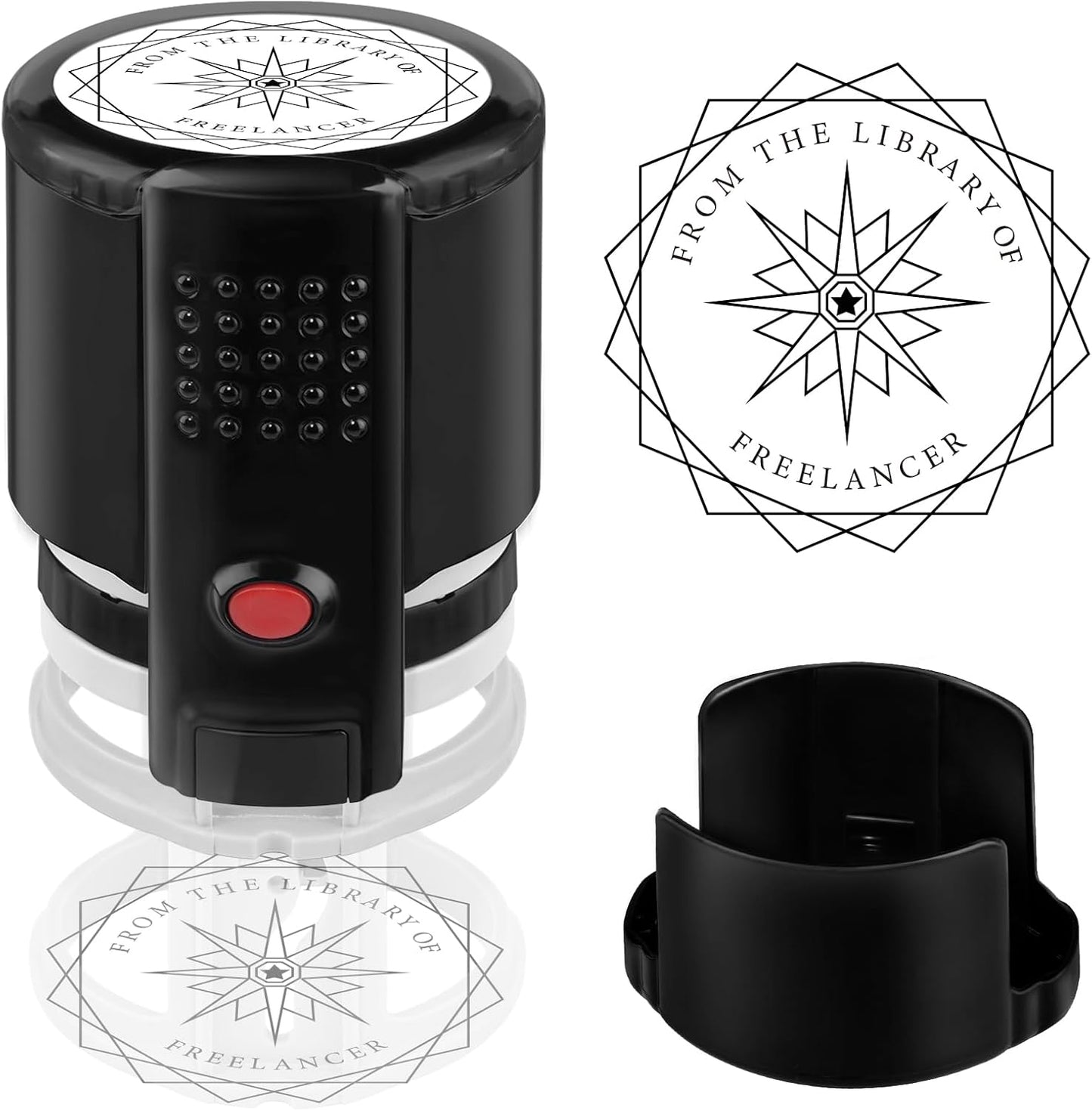 Custom Ink Stamp | Personalized Self Inking Stamp Gifts for Book Lovers, Readers, Teachers | 5 Ink Colors (Star-02)