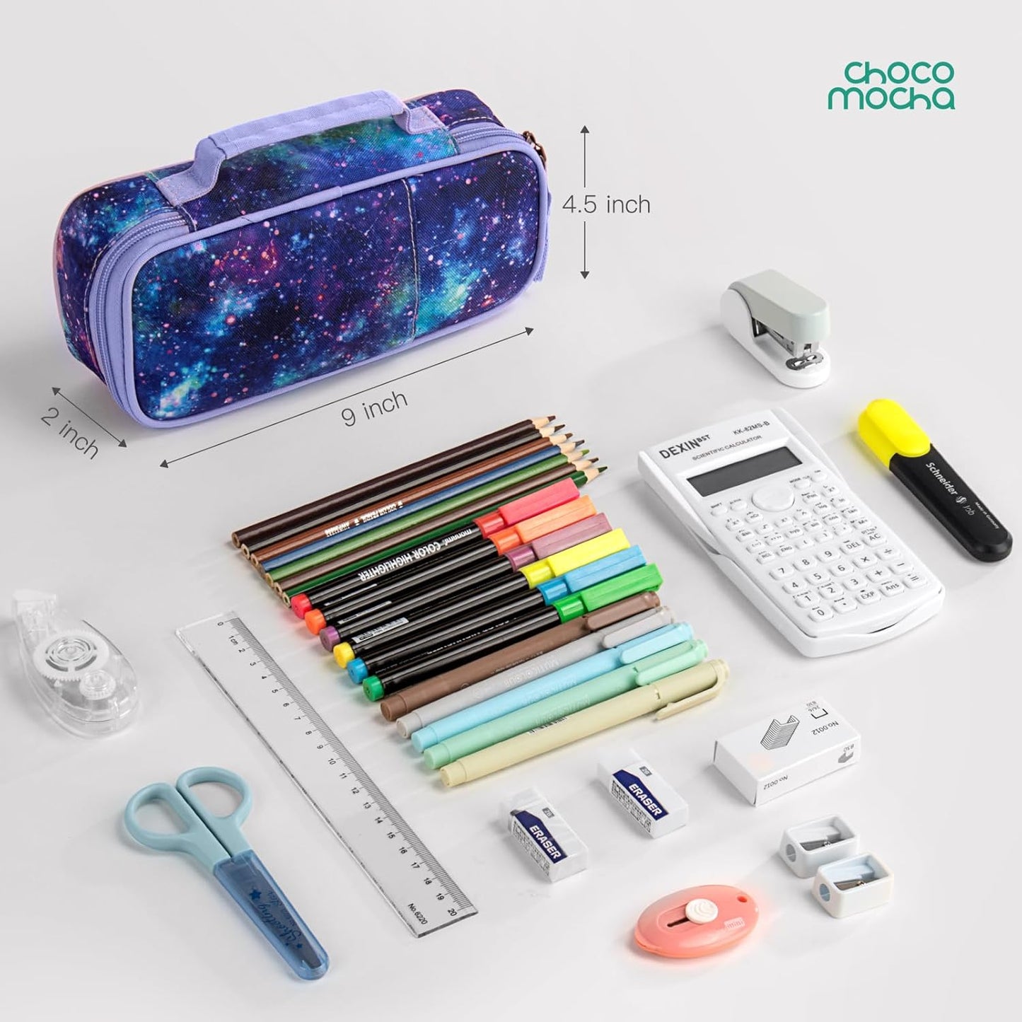 Choco Mocha Unicorn Pencil Case for Girls, Soft Pencil Case Kids Pencils Pouch for Kindergarten Girls, Purple