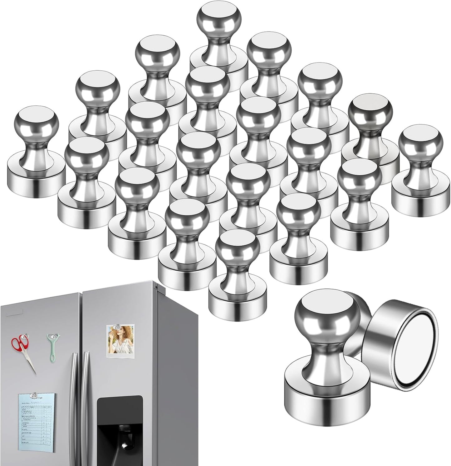 LOVIMAG Fridge Magnet Refrigerator Magnets, Small Push Pin Magnets Strong Magnets for Whiteboard, Fridge, Office, Classroom and Map Magnets, Pack of 20